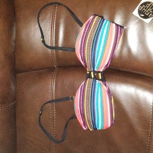 NWT push up bandeau convertible striped bikini top juniors